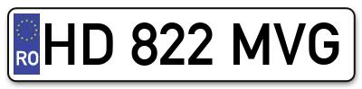 Placuta inmatriculare numar auto  HD-822-MVG, HD 822 MVG, HD822MVG