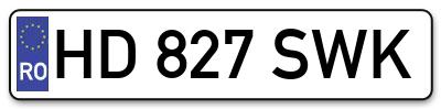 Placuta inmatriculare numar auto  HD-827-SWK, HD 827 SWK, HD827SWK