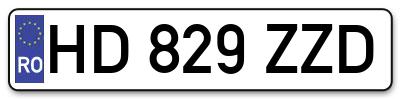 Placuta inmatriculare numar auto  HD-829-ZZD, HD 829 ZZD, HD829ZZD
