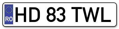 Placuta inmatriculare numar auto  HD-83-TWL, HD 83 TWL, HD83TWL