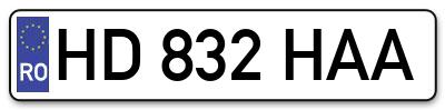Placuta inmatriculare numar auto  HD-832-HAA, HD 832 HAA, HD832HAA