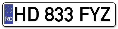 Placuta inmatriculare numar auto  HD-833-FYZ, HD 833 FYZ, HD833FYZ