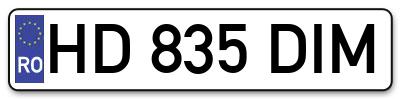 Placuta inmatriculare numar auto  HD-835-DIM, HD 835 DIM, HD835DIM