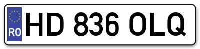 Placuta inmatriculare numar auto  HD-836-OLQ, HD 836 OLQ, HD836OLQ