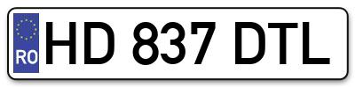 Placuta inmatriculare numar auto  HD-837-DTL, HD 837 DTL, HD837DTL