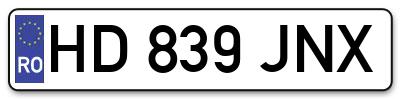 Placuta inmatriculare numar auto  HD-839-JNX, HD 839 JNX, HD839JNX