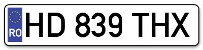 Placuta inmatriculare numar auto  HD-839-THX, HD 839 THX, HD839THX