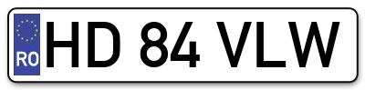 Placuta inmatriculare numar auto  HD-84-VLW, HD 84 VLW, HD84VLW