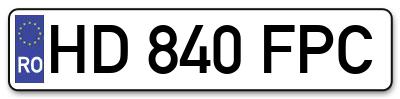 Placuta inmatriculare numar auto  HD-840-FPC, HD 840 FPC, HD840FPC