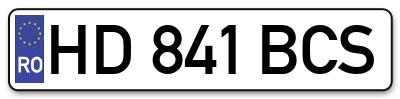 Placuta inmatriculare numar auto  HD-841-BCS, HD 841 BCS, HD841BCS