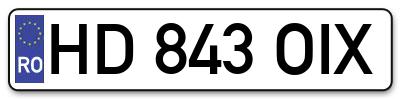 Placuta inmatriculare numar auto  HD-843-OIX, HD 843 OIX, HD843OIX
