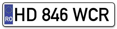 Placuta inmatriculare numar auto  HD-846-WCR, HD 846 WCR, HD846WCR
