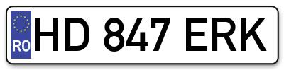 Placuta inmatriculare numar auto  HD-847-ERK, HD 847 ERK, HD847ERK