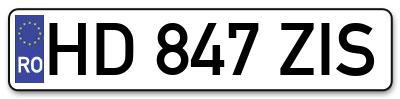 Placuta inmatriculare numar auto  HD-847-ZIS, HD 847 ZIS, HD847ZIS