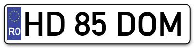 Placuta inmatriculare numar auto  HD-85-DOM, HD 85 DOM, HD85DOM