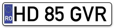 Placuta inmatriculare numar auto  HD-85-GVR, HD 85 GVR, HD85GVR