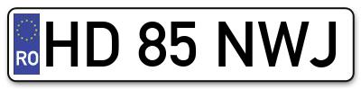 Placuta inmatriculare numar auto  HD-85-NWJ, HD 85 NWJ, HD85NWJ