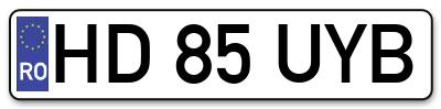 Placuta inmatriculare numar auto  HD-85-UYB, HD 85 UYB, HD85UYB