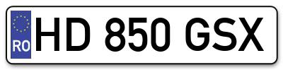 Placuta inmatriculare numar auto  HD-850-GSX, HD 850 GSX, HD850GSX