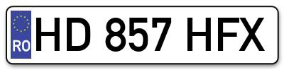 Placuta inmatriculare numar auto  HD-857-HFX, HD 857 HFX, HD857HFX