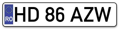Placuta inmatriculare numar auto  HD-86-AZW, HD 86 AZW, HD86AZW