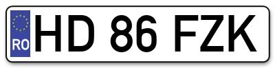 Placuta inmatriculare numar auto  HD-86-FZK, HD 86 FZK, HD86FZK