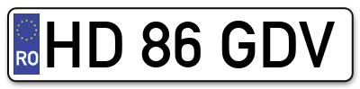 Placuta inmatriculare numar auto  HD-86-GDV, HD 86 GDV, HD86GDV