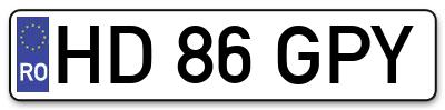 Placuta inmatriculare numar auto  HD-86-GPY, HD 86 GPY, HD86GPY