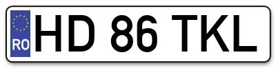 Placuta inmatriculare numar auto  HD-86-TKL, HD 86 TKL, HD86TKL