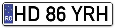 Placuta inmatriculare numar auto  HD-86-YRH, HD 86 YRH, HD86YRH