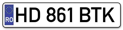 Placuta inmatriculare numar auto  HD-861-BTK, HD 861 BTK, HD861BTK
