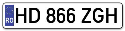 Placuta inmatriculare numar auto  HD-866-ZGH, HD 866 ZGH, HD866ZGH