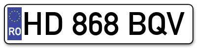 Placuta inmatriculare numar auto  HD-868-BQV, HD 868 BQV, HD868BQV