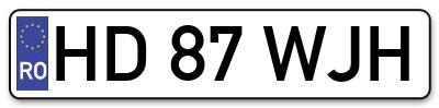 Placuta inmatriculare numar auto  HD-87-WJH, HD 87 WJH, HD87WJH