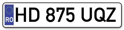 Placuta inmatriculare numar auto  HD-875-UQZ, HD 875 UQZ, HD875UQZ