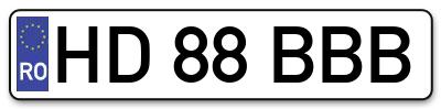 Placuta inmatriculare numar auto  HD-88-BBB, HD 88 BBB, HD88BBB