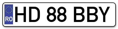 Placuta inmatriculare numar auto  HD-88-BBY, HD 88 BBY, HD88BBY