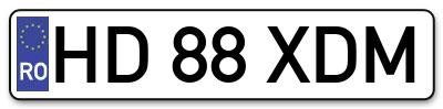 Placuta inmatriculare numar auto  HD-88-XDM, HD 88 XDM, HD88XDM
