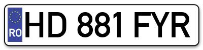 Placuta inmatriculare numar auto  HD-881-FYR, HD 881 FYR, HD881FYR