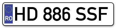 Placuta inmatriculare numar auto  HD-886-SSF, HD 886 SSF, HD886SSF