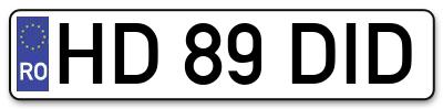 Placuta inmatriculare numar auto  HD-89-DID, HD 89 DID, HD89DID