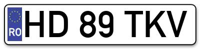 Placuta inmatriculare numar auto  HD-89-TKV, HD 89 TKV, HD89TKV