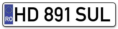 Placuta inmatriculare numar auto  HD-891-SUL, HD 891 SUL, HD891SUL
