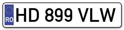 Placuta inmatriculare numar auto  HD-899-VLW, HD 899 VLW, HD899VLW