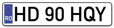 Placuta inmatriculare numar auto  HD-90-HQY, HD 90 HQY, HD90HQY