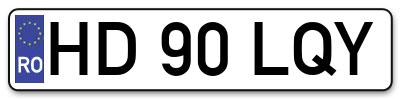 Placuta inmatriculare numar auto  HD-90-LQY, HD 90 LQY, HD90LQY