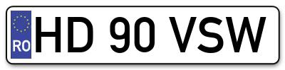Placuta inmatriculare numar auto  HD-90-VSW, HD 90 VSW, HD90VSW