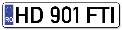 Placuta inmatriculare numar auto  HD-901-FTI, HD 901 FTI, HD901FTI