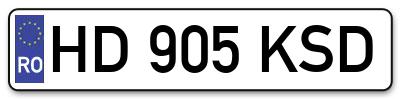 Placuta inmatriculare numar auto  HD-905-KSD, HD 905 KSD, HD905KSD