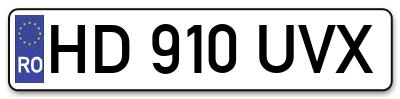 Placuta inmatriculare numar auto  HD-910-UVX, HD 910 UVX, HD910UVX